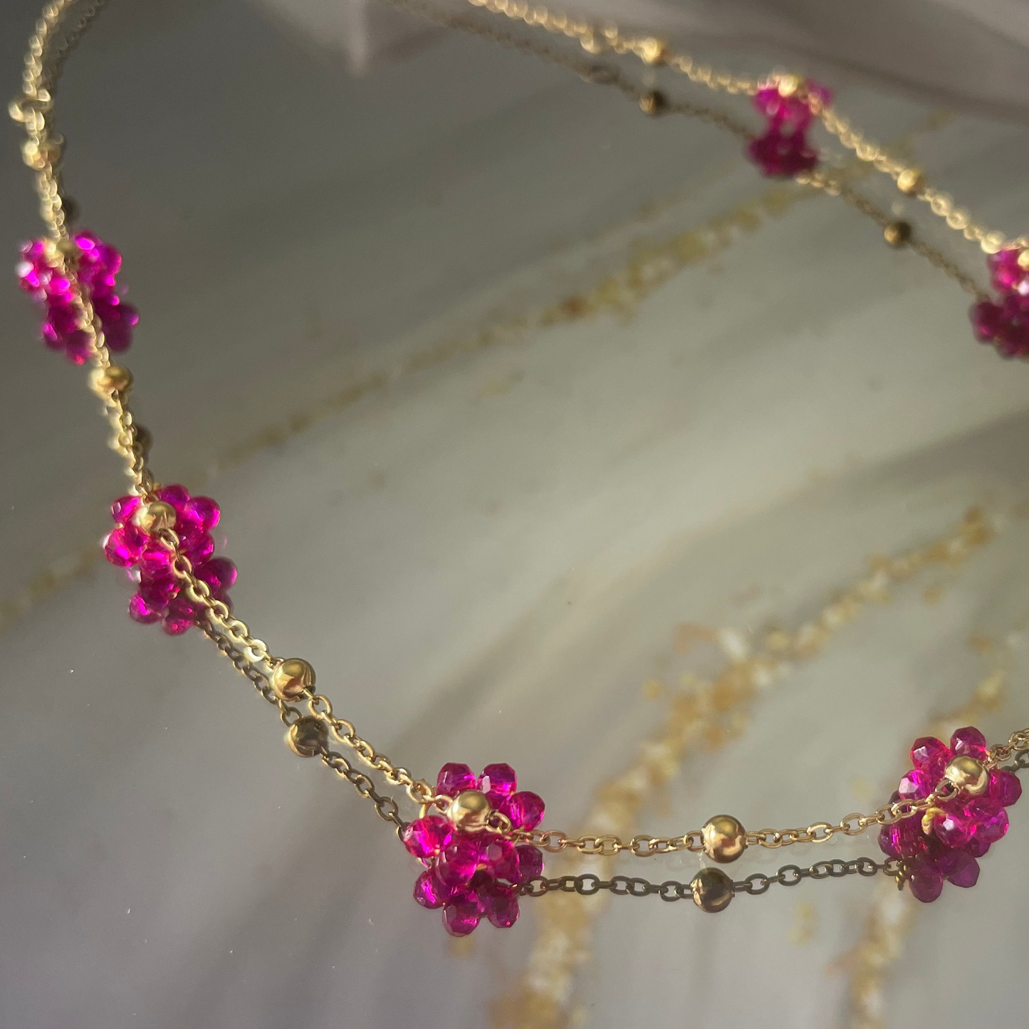 Flower Dark Pink Necklace