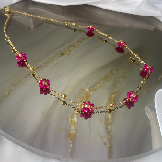 Flower Dark Pink Necklace
