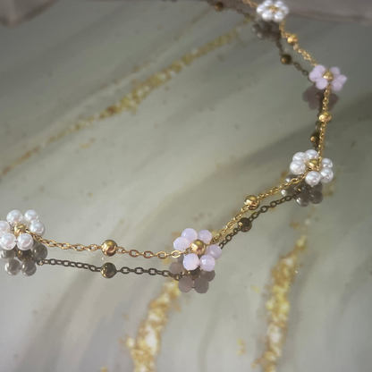 Flower Pink Pearl Necklace